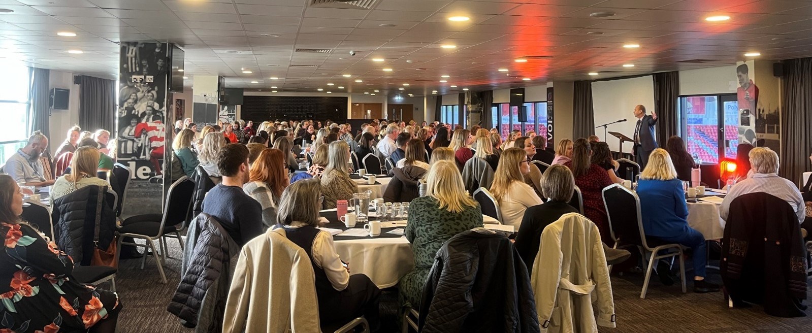 Speaker talking to the audience at the SEND Conference in October 2024